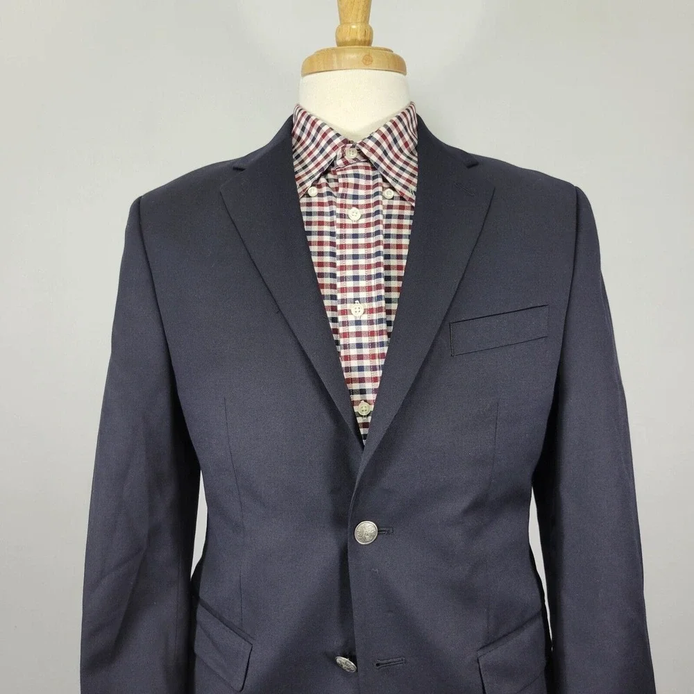 Michael Kors‎ Men's Sport Coat Blazer Two Button Deep Navy Twill Wool Poly 38S